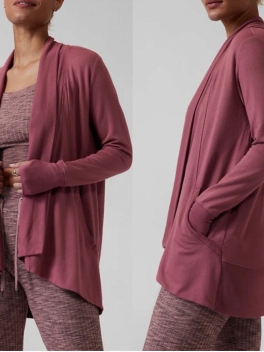 Athleta Pranayama Wrap Soft Long Cardigan Dusty Rose Size XS